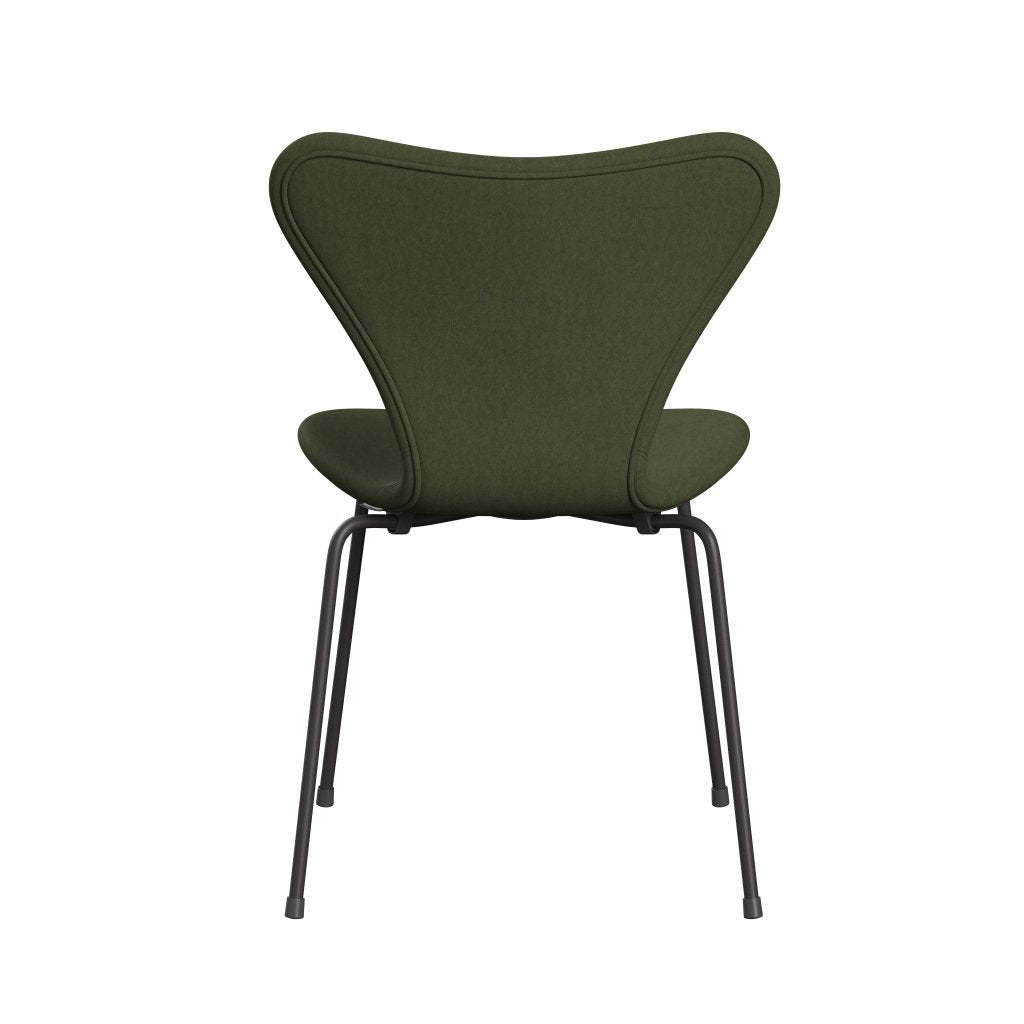 Fritz Hansen 3107 stol helt vadderad, varm grafit/komfort grön/grå
