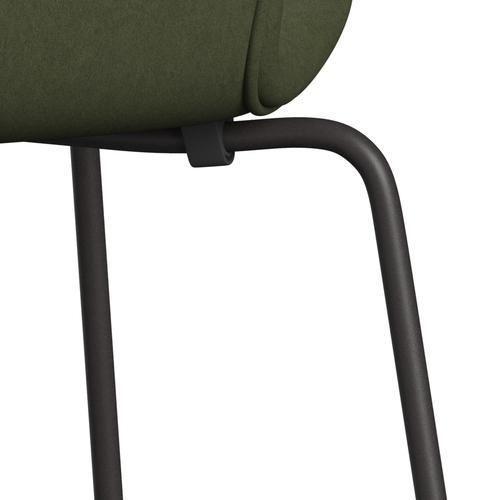 Fritz Hansen 3107 stol helt vadderad, varm grafit/komfort grön/grå