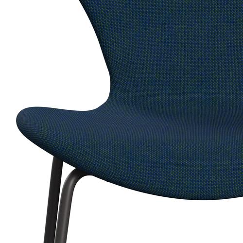 Fritz Hansen 3107 stol helt vadderad, varm grafit/hallingdal blå/grön