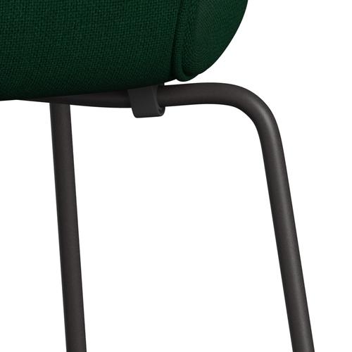 Fritz Hansen 3107 stol helt vadderad, varm grafit/hallingdal glasgrönt