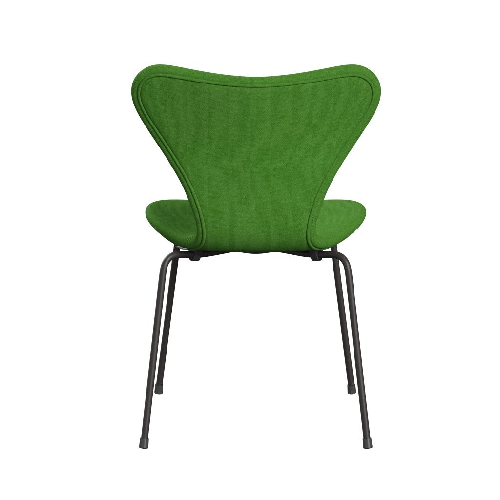 Fritz Hansen 3107 stol helt vadderad, varm grafit/tonus klar grön