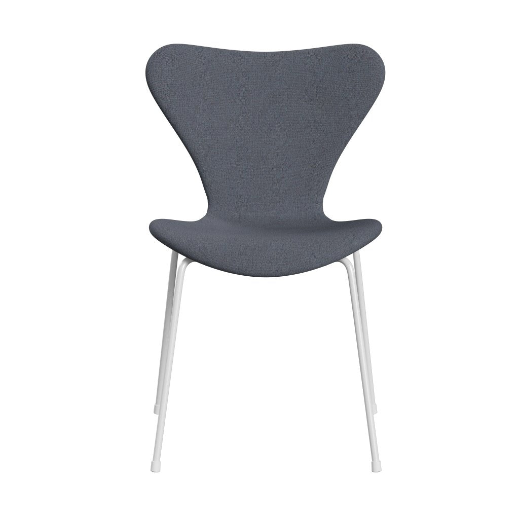 Fritz Hansen 3107 Stol helt vadderad, vit/kristen. Orange/blå