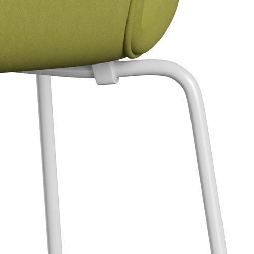 Fritz Hansen 3107 stol helt vadderad, vit/komfort beige/grön