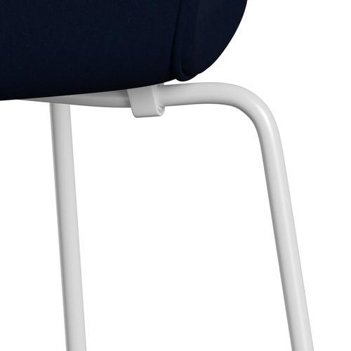 Fritz Hansen 3107 stol helt vadderad, vit/komfort mörkgrå/blå