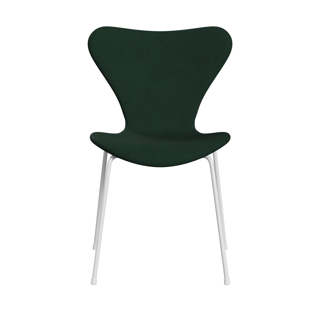Fritz Hansen 3107 stol helt vadderad, vit/komfort mörkgrön