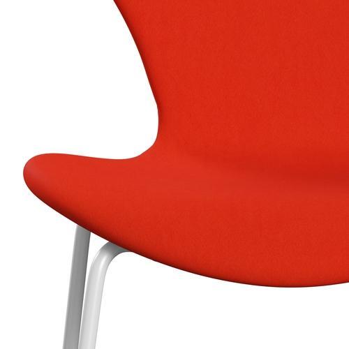 Fritz Hansen 3107 stol helt vadderad, vit/komfort orange/röd