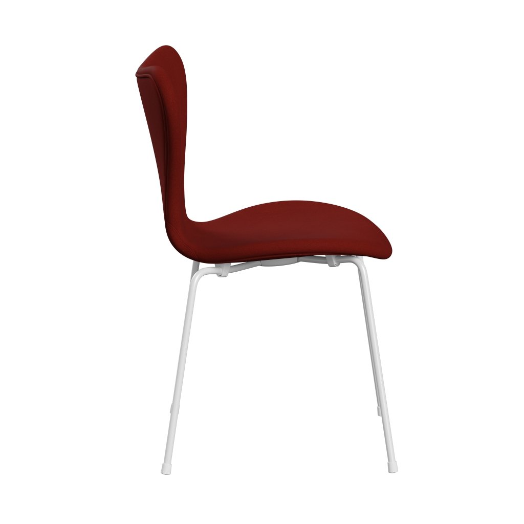 Fritz Hansen 3107 stol helt vadderad, vit/komfort rost röd (C00028)