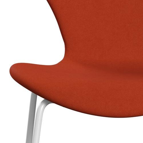 Fritz Hansen 3107 stol helt vadderad, vit/komfort rost röd (C09055)