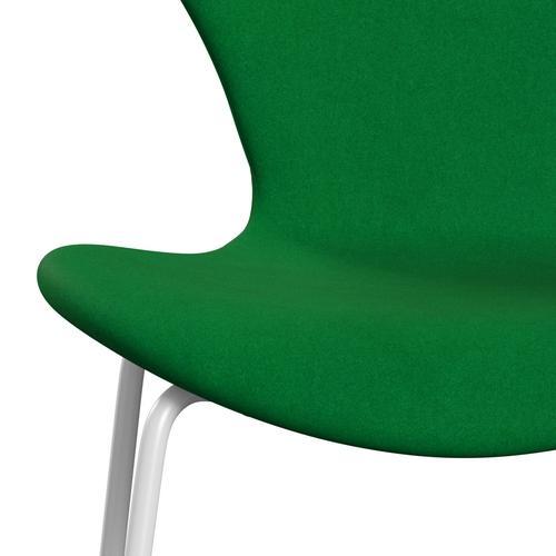 Fritz Hansen 3107 stol helt vadderad, vit/divina gräsgrön