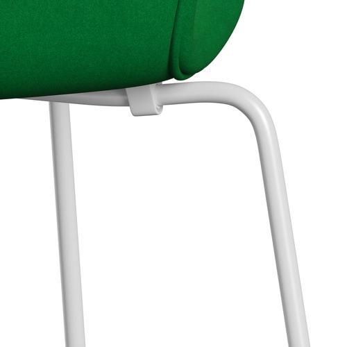Fritz Hansen 3107 stol helt vadderad, vit/divina gräsgrön