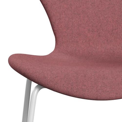 Fritz Hansen 3107 stol helt vadderad, vit/divina melange rosa