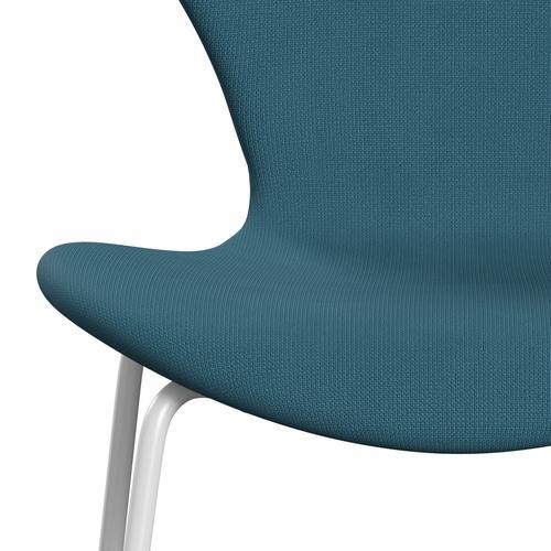 Fritz Hansen 3107 stol helt vadderad, vit/berömmelse blå grön