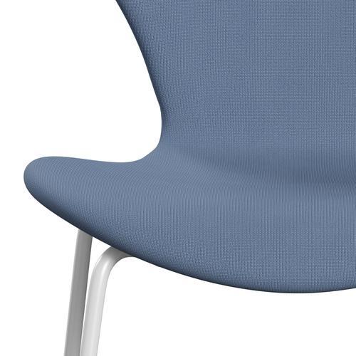 Fritz Hansen 3107 stol helt vadderad, vit/berömmelse gråblå