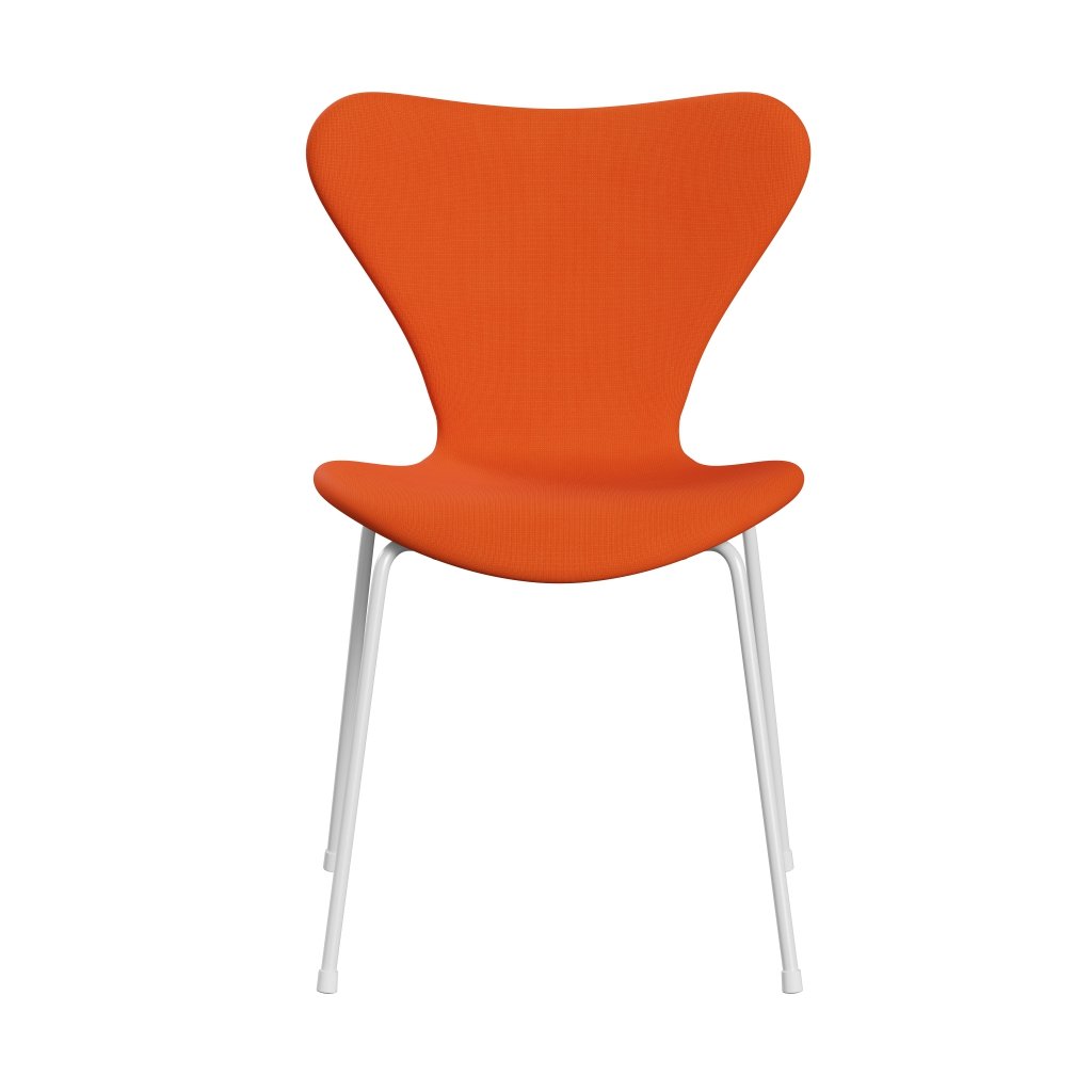 Fritz Hansen 3107 stol helt vadderad, vit/berömmelse orange (F63016)