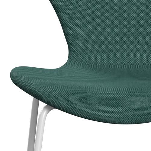 Fritz Hansen 3107 stol helt vadderad, vit/fiord grön