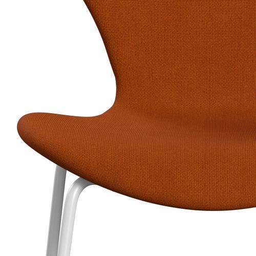 Fritz Hansen 3107 stol helt vadderad, vit/hallingdal orange (HAL547)