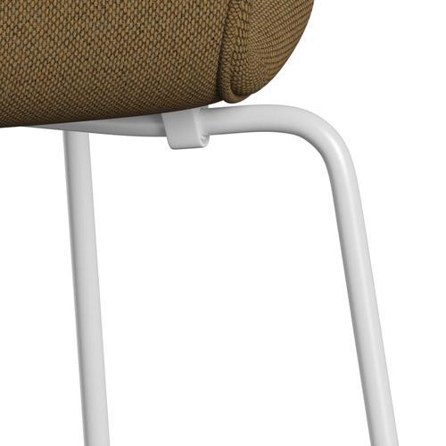 Fritz Hansen 3107 Stol Fuldpolstret, Hvid/Re-Wool Mustard/Natural