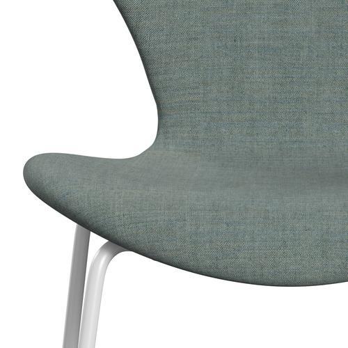 Fritz Hansen 3107 stol helt vadderad, vit/remix grön/grå