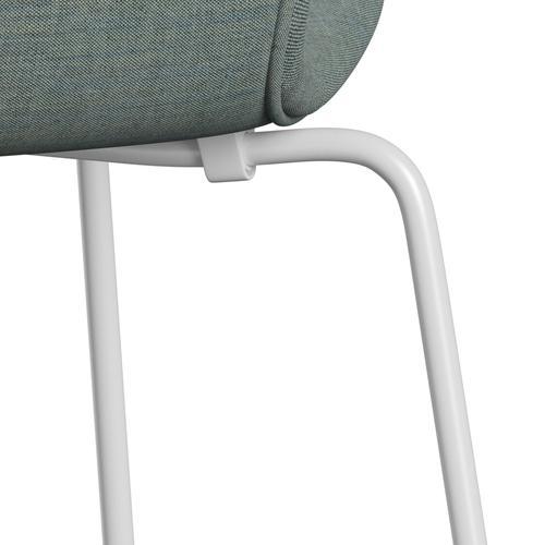 Fritz Hansen 3107 stol helt vadderad, vit/remix grön/grå