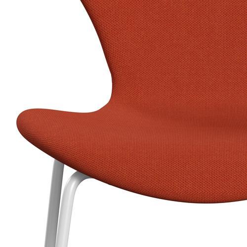 Fritz Hansen 3107 stol helt vadderad, vit/stålcuttrio orange
