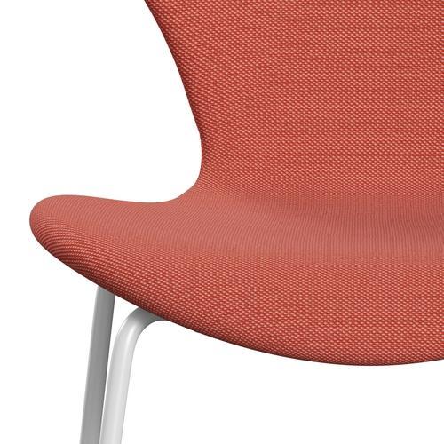Fritz Hansen 3107 stol helt vadderad, vit/stålcuttrio rosa/orange