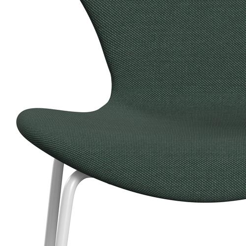 Fritz Hansen 3107 stol helt vadderad, vit/stålcuttrio dammad grön (STR966)
