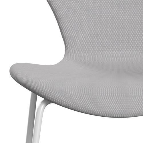 Fritz Hansen 3107 stol helt vadderad, vit/stålcut trio vit & ljusgrå