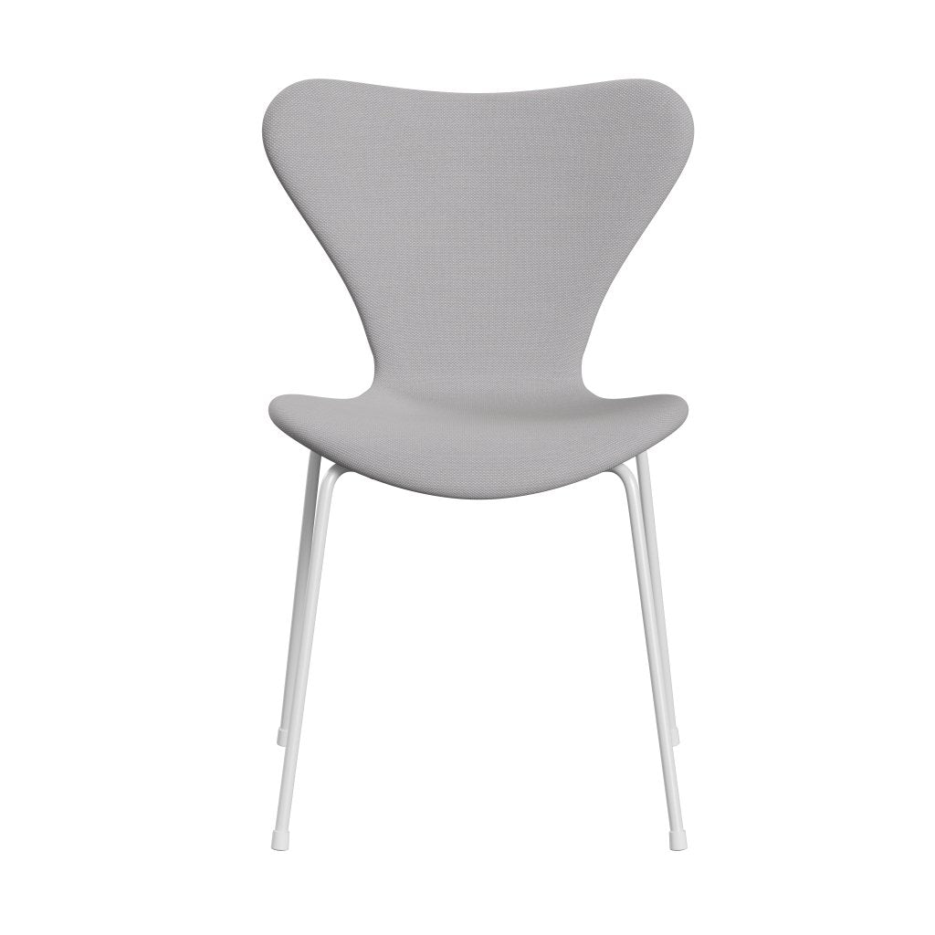 Fritz Hansen 3107 stol helt vadderad, vit/stålcut trio vit & ljusgrå