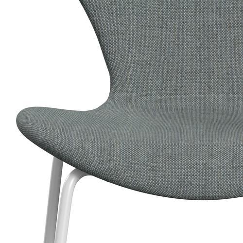 Fritz Hansen 3107 stol helt vadderad, vit/sunniva 2 grå/blekgrön