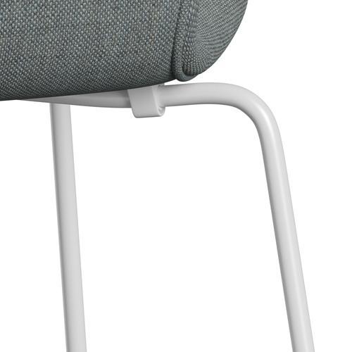 Fritz Hansen 3107 stol helt vadderad, vit/sunniva 2 grå/blekgrön
