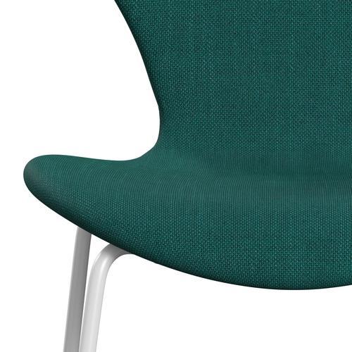 Fritz Hansen 3107 stol helt vadderad, vit/sunniva 2 grön