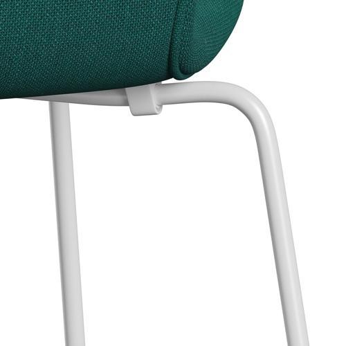 Fritz Hansen 3107 stol helt vadderad, vit/sunniva 2 grön