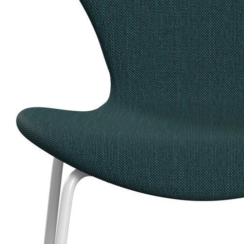 Fritz Hansen 3107 stol helt vadderad, vit/sunniva 2 grön/grå