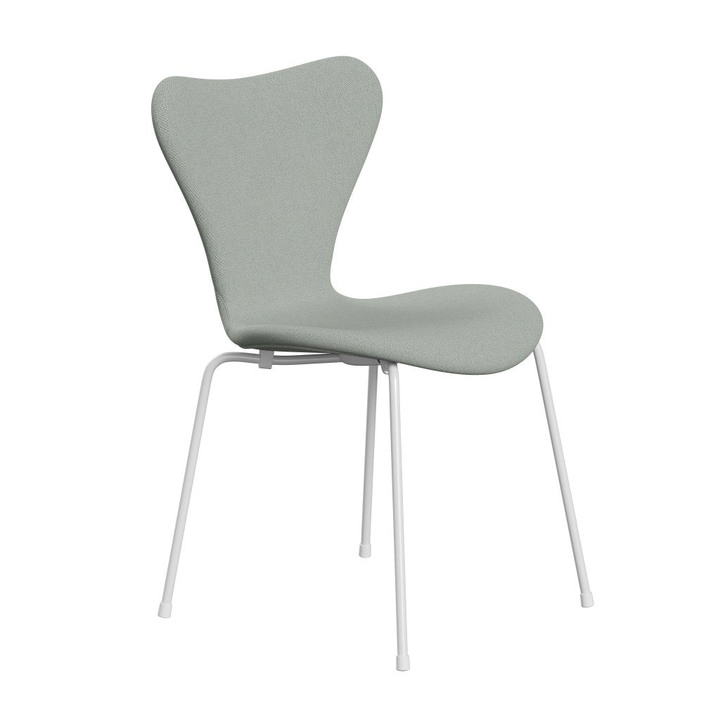 Fritz Hansen 3107 stol helt vadderad, vit/sunniva 2 mintgrön