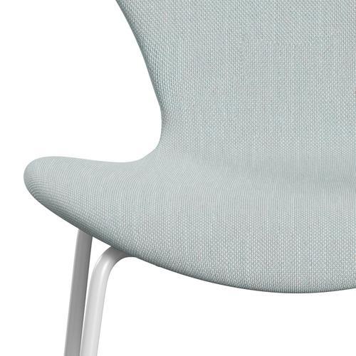 Fritz Hansen 3107 stol helt vadderad, vit/sunniva 2 vit/ljusblå
