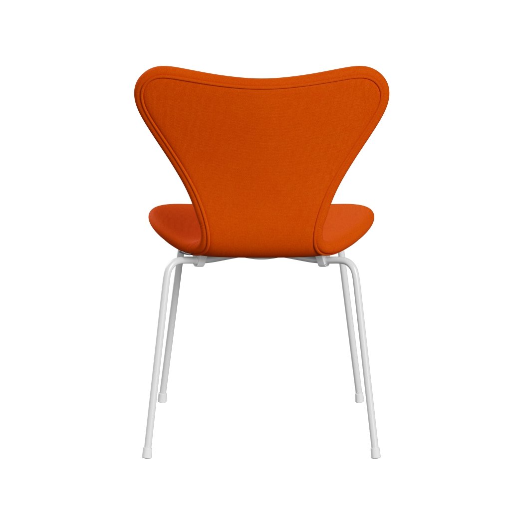 Fritz Hansen 3107 stol helt vadderad, vit/tonus klar orange