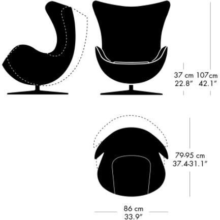 Fritz Hansen Egg Lounge Chair Fabric, Christianshavn Black Uni