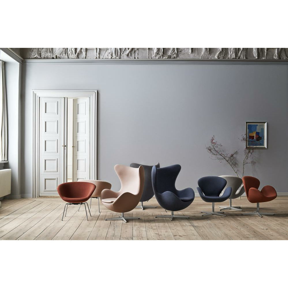Fritz Hansen Ägg lounge stol tyg, re-wood naturlig/ljusblå