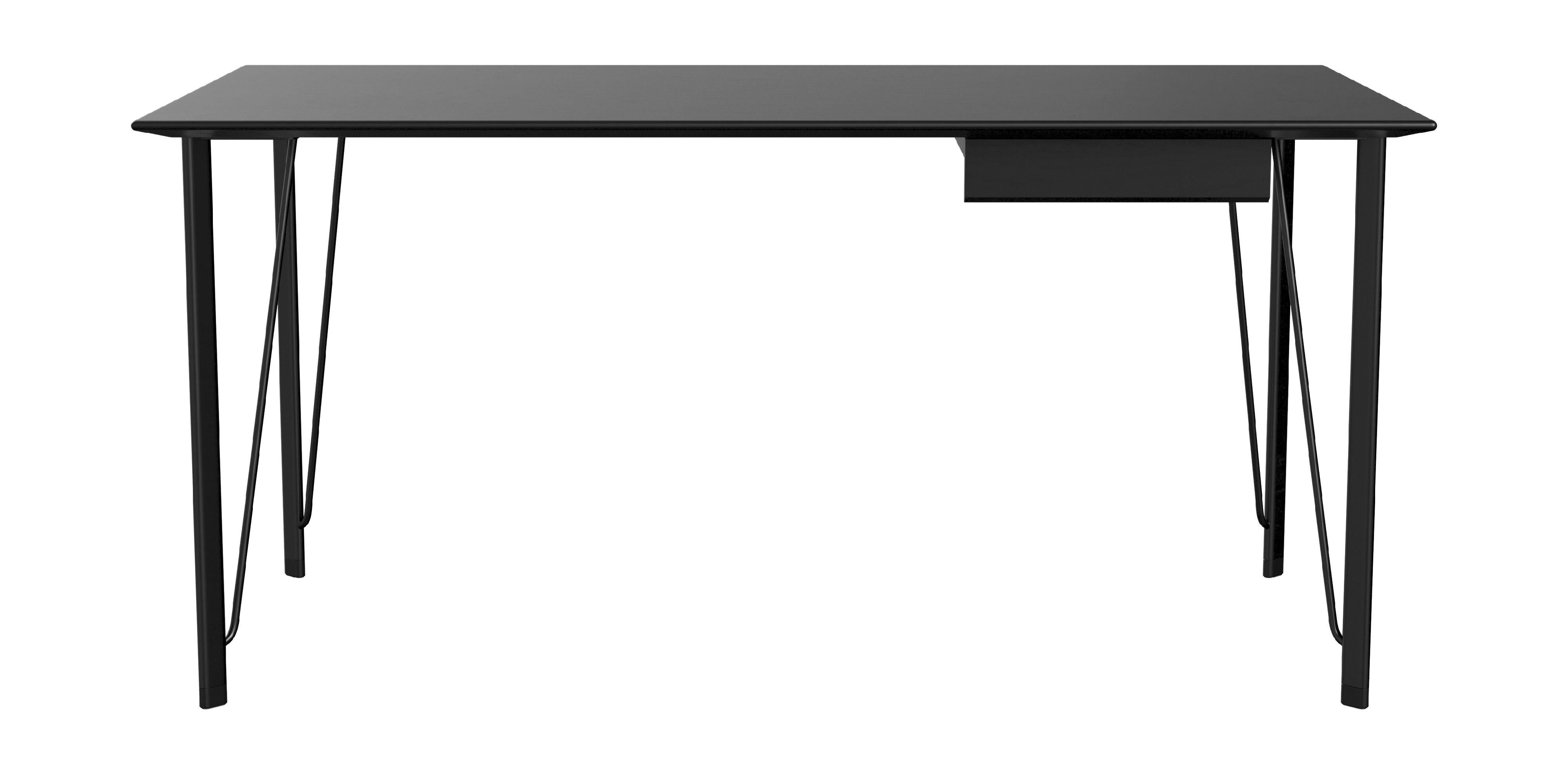 Fritz Hansen FH3605 -skrivbord med låda, svart/svart färgad aska