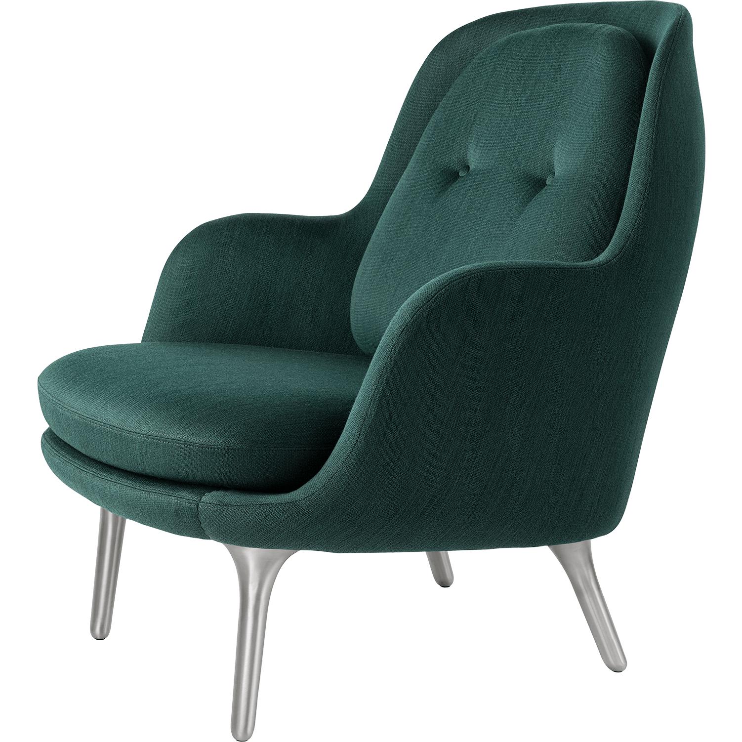 Fritz Hansen Gratis lounge stol aluminium, skinkor mörkgrön