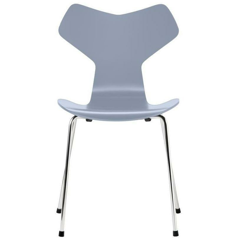 Fritz Hansen Grand Prix Chair Lacked Lavender Blue Skald, Chromed Steel Ben