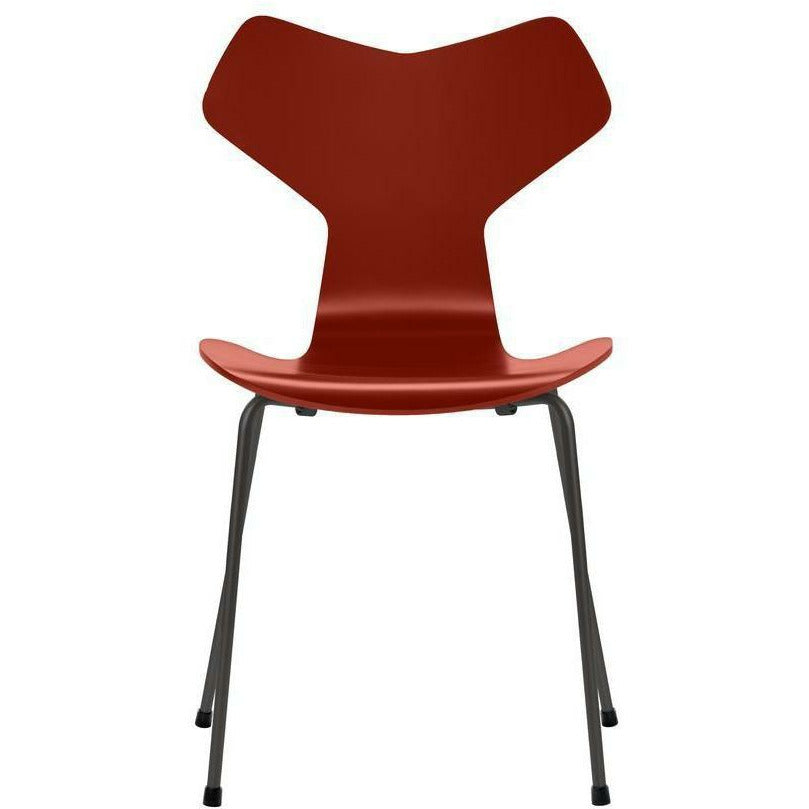 Fritz Hansen Grand Prix -stol lackerad venetiansk röd skald, varm grafit ben