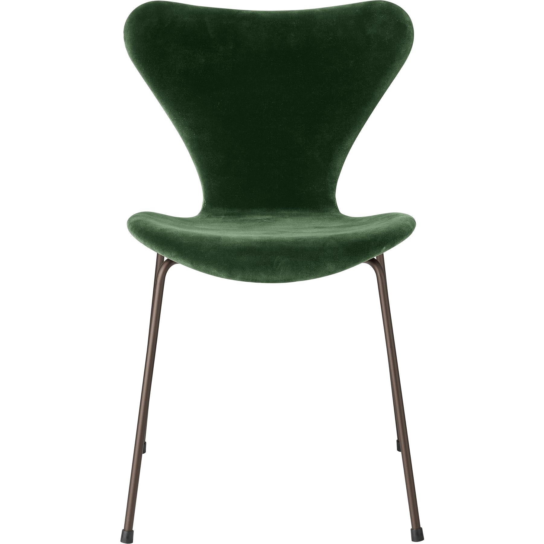Fritz Hansen Serie 7 -stol, velor helt vadderad, skoggrön