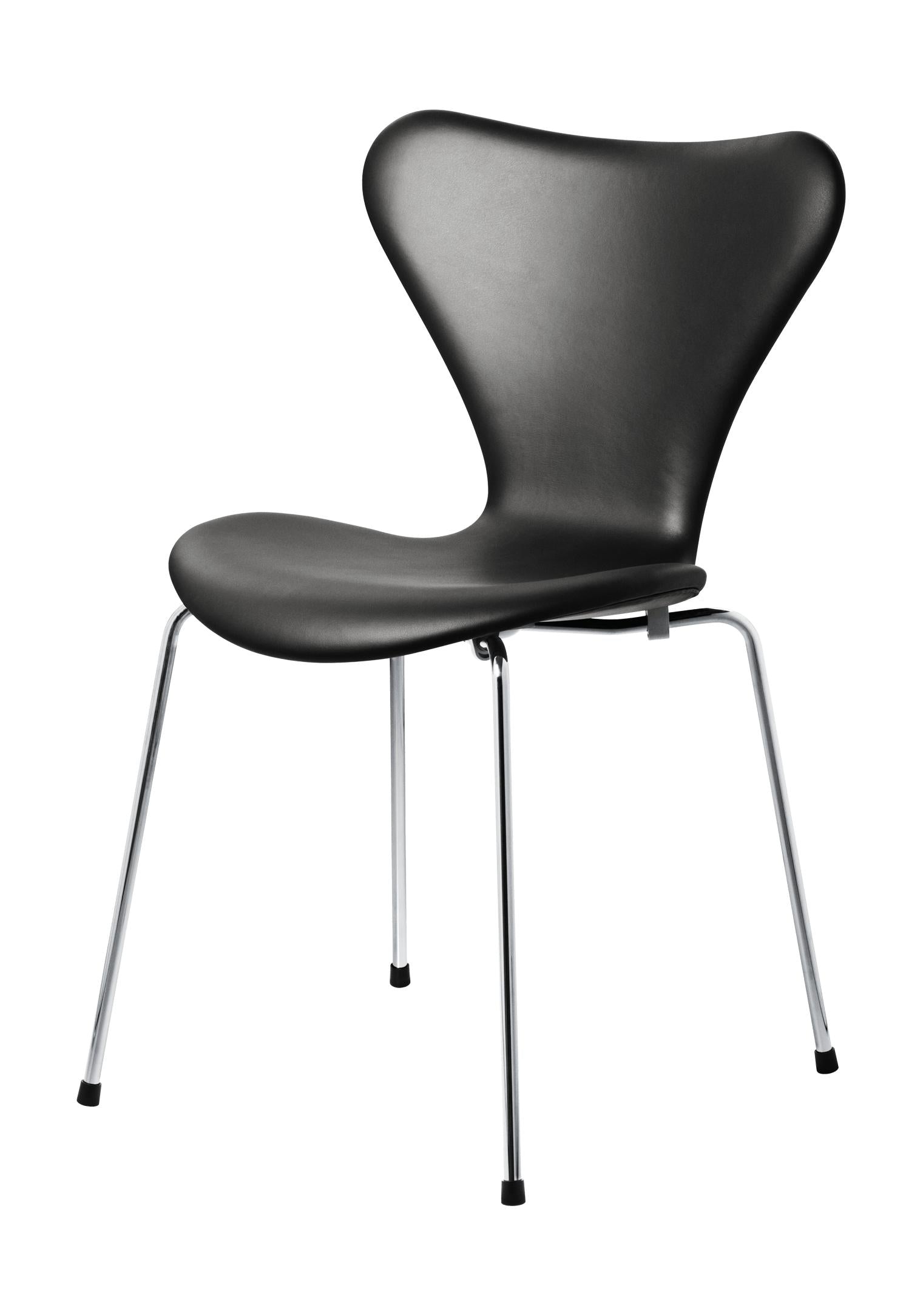 Fritz Hansen Serie 7 -stol helt dragen läder mjukt, svart