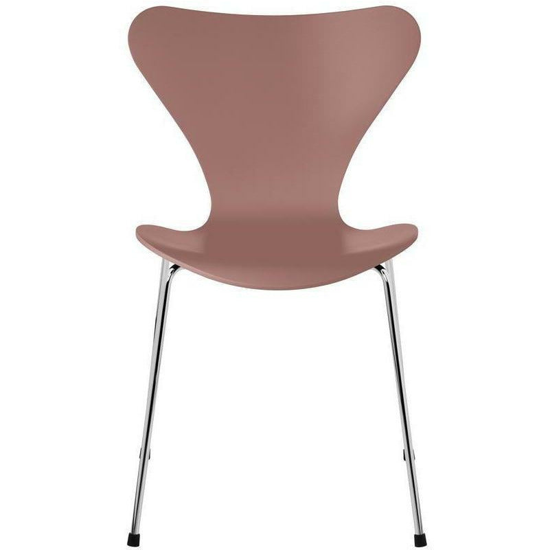 Fritz Hansen Serie 7 -stol lackerad vild rosskallig, kromade stålben