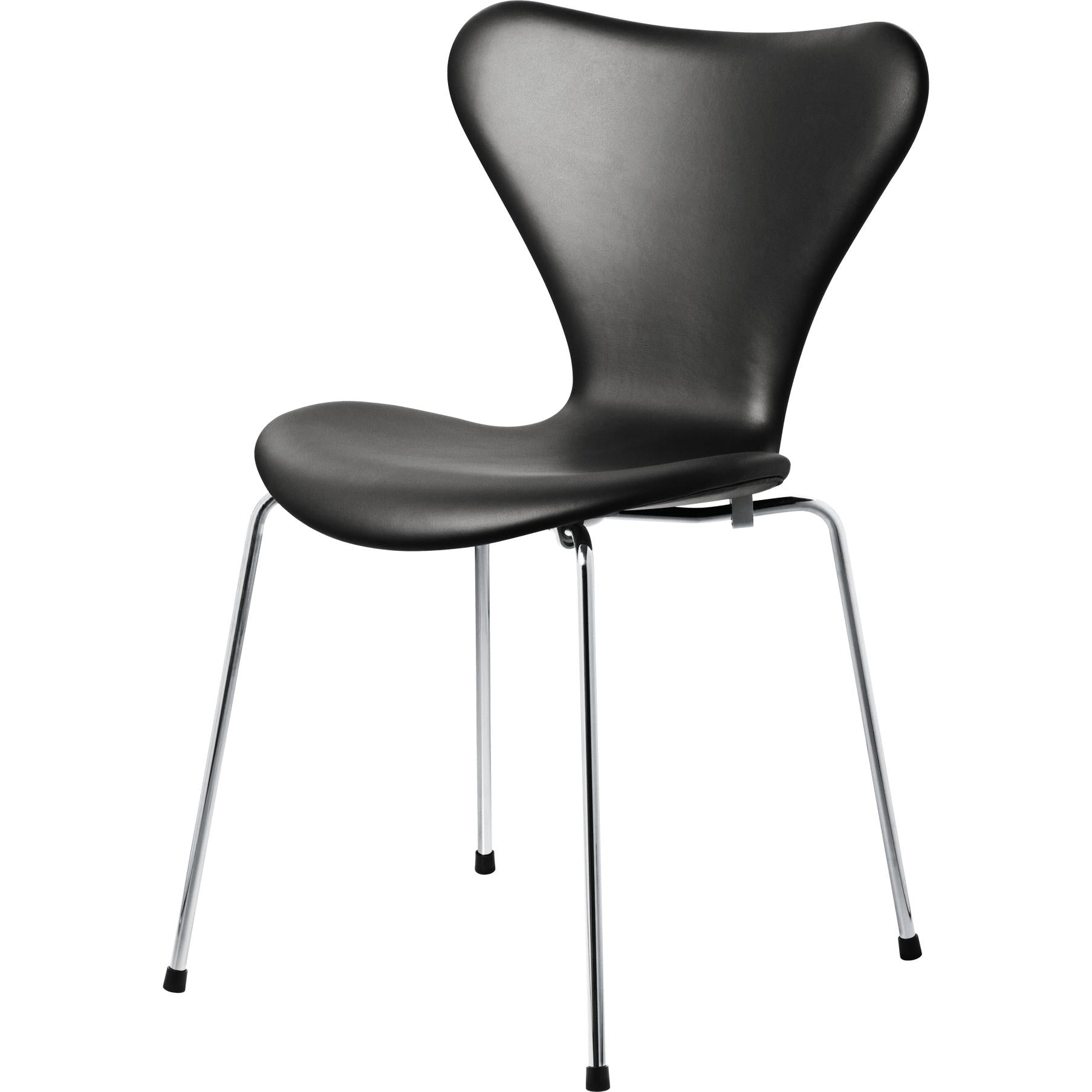 Fritz Hansen Serie 7 -stol helt dragen läder väsentligt, svart