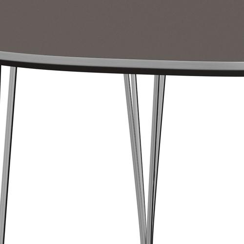 Fritz Hansen Superellipse Pull -out Table Chromed Steel/Grey Laminat, 270x100 cm