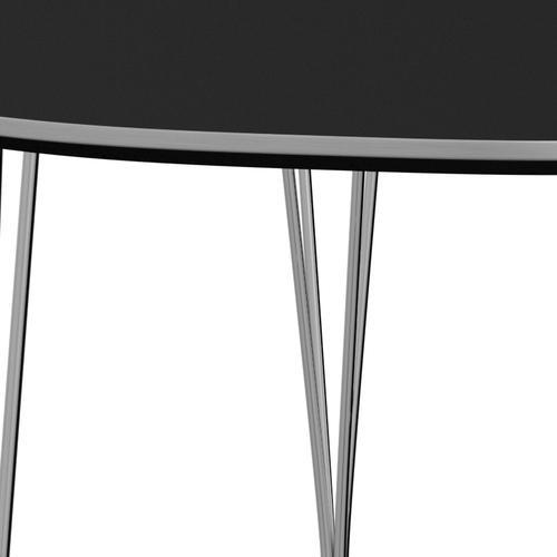 Fritz Hansen Superellipse Pull -out Table Chromed Steel/Black Laminate, 270x100 cm