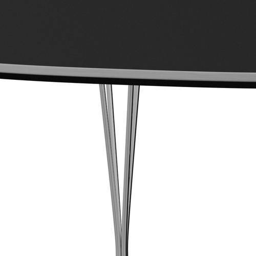 Fritz Hansen Superellipse Pull -out Table Chromed Steel/Black Laminate, 300x120 cm