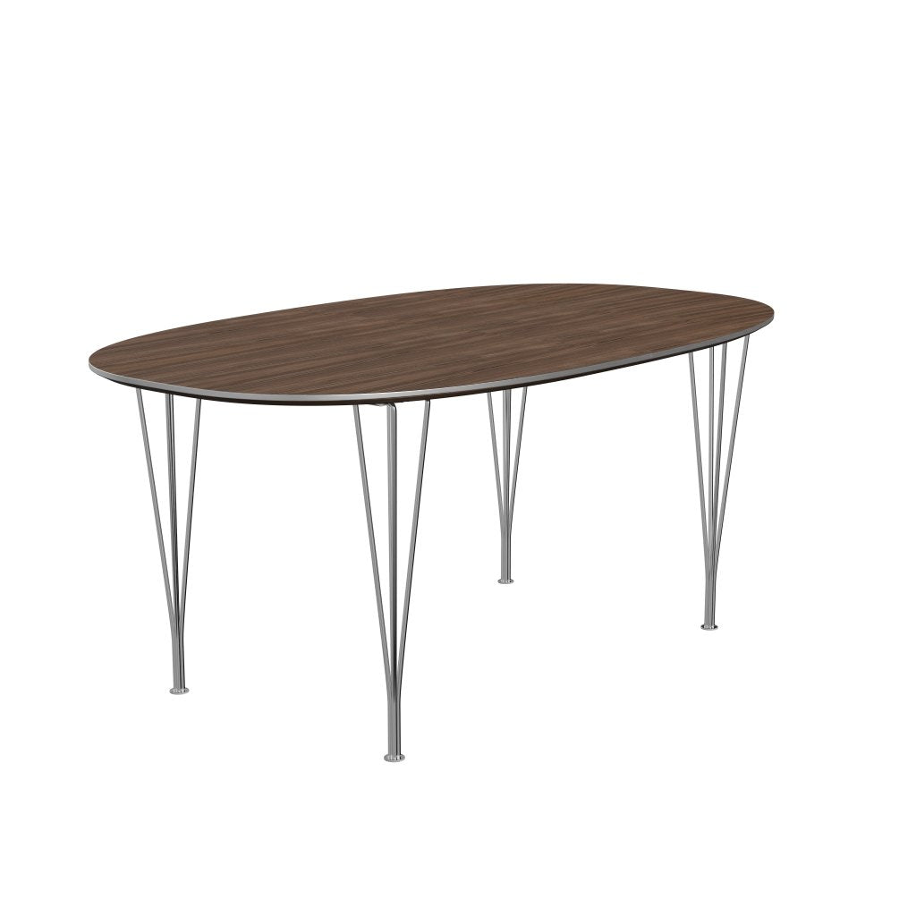 Fritz Hansen Superellipse Pull -out Table Chromed Steel/Walnut Veneer, 270x100 cm